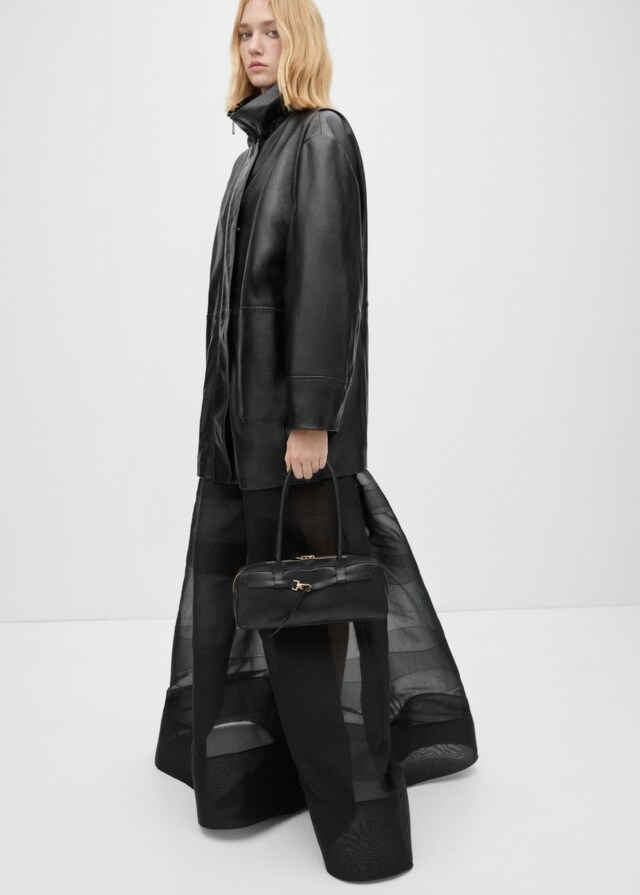 Mango Oversized Leather Jacket