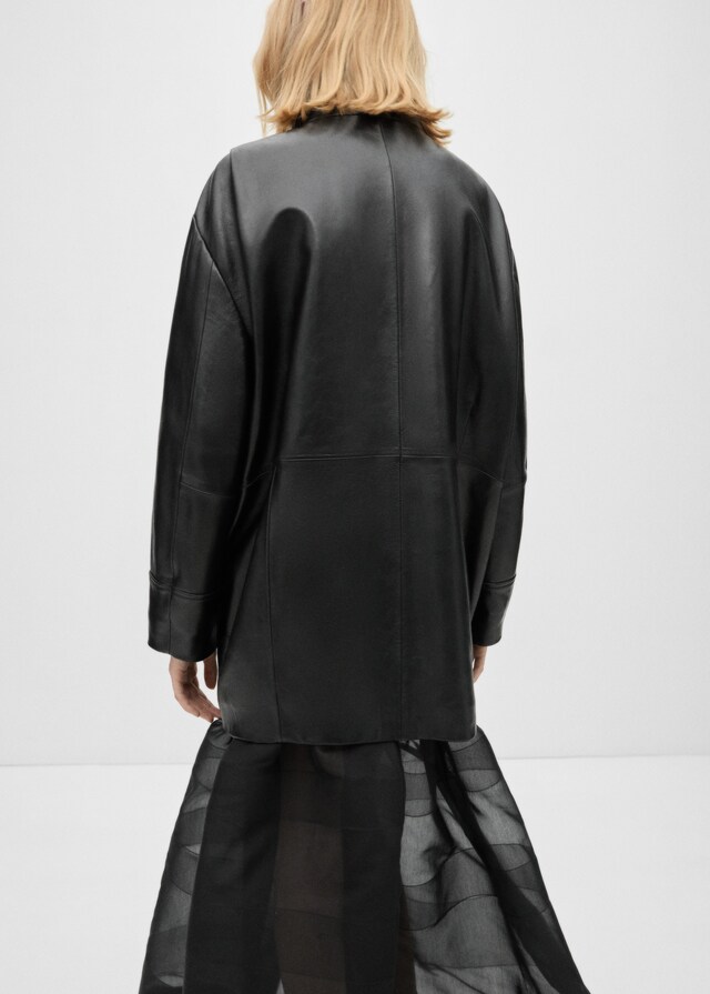 Mango Oversized Leather Jacket