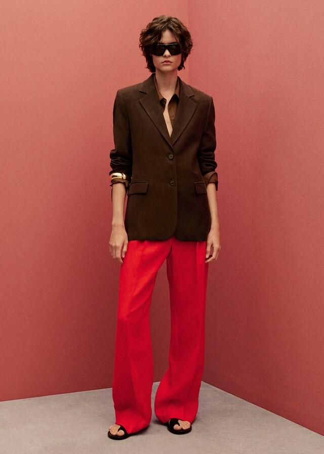 Mango Pantaloni Completo Dritti Lino