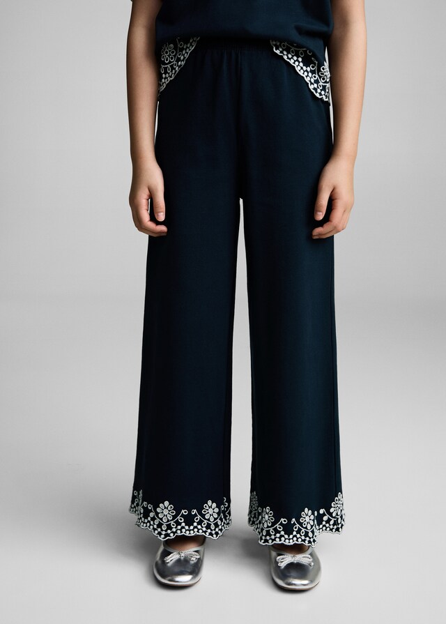 Mango Pantaloni Cotone Ricamo Svizzero