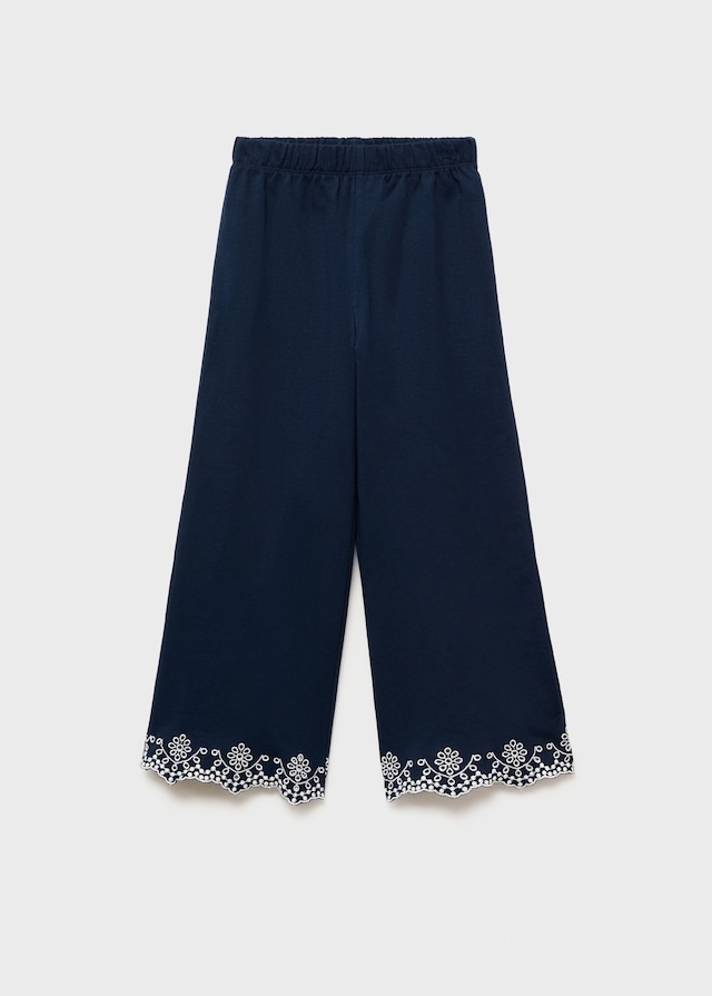 Mango Pantaloni Cotone Ricamo Svizzero