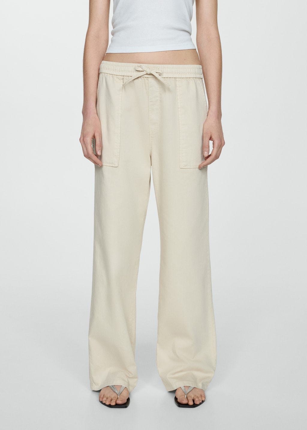 Mango Pantaloni cotone vita elasticizzata
