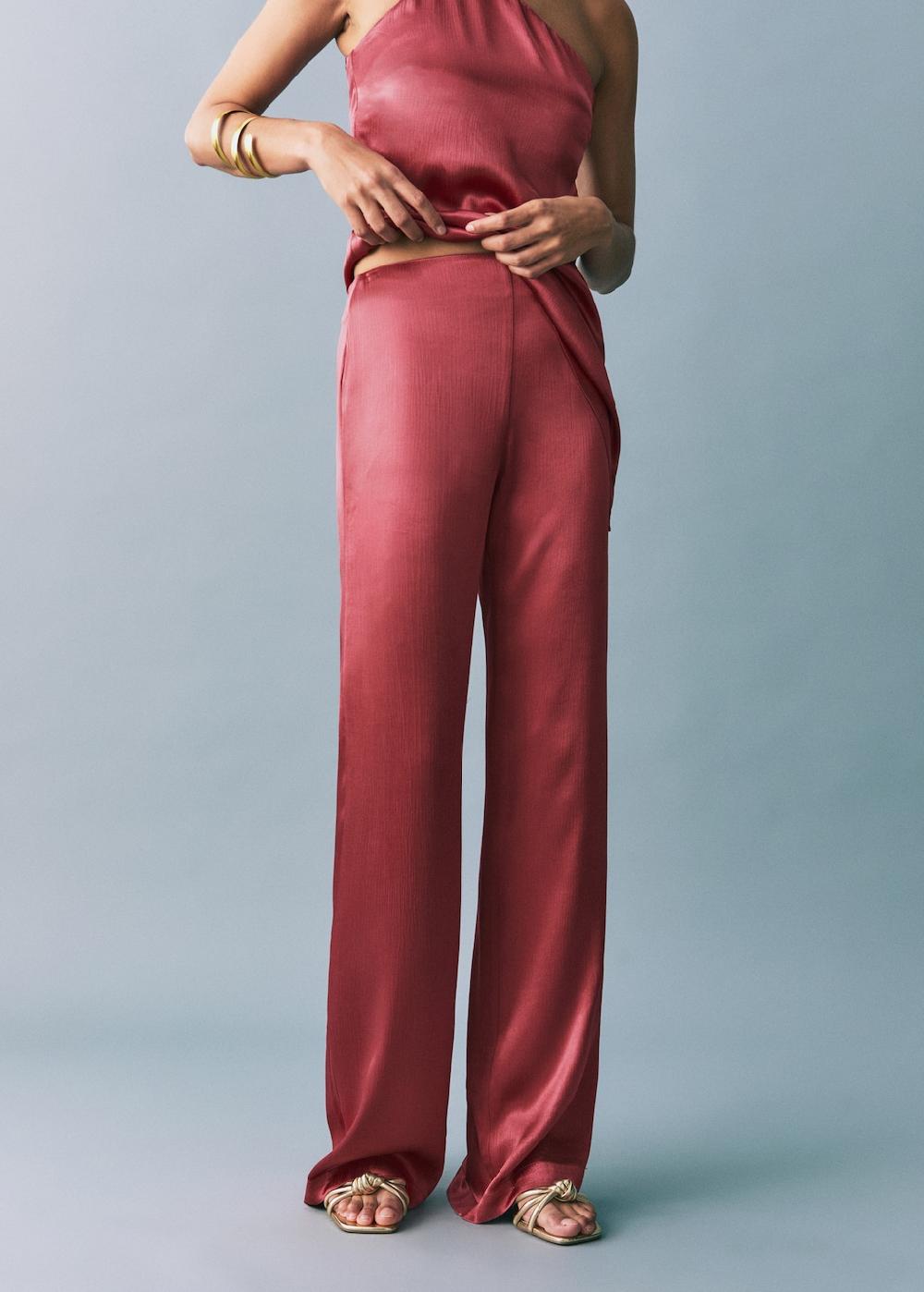 Mango Pantaloni dritti satinati