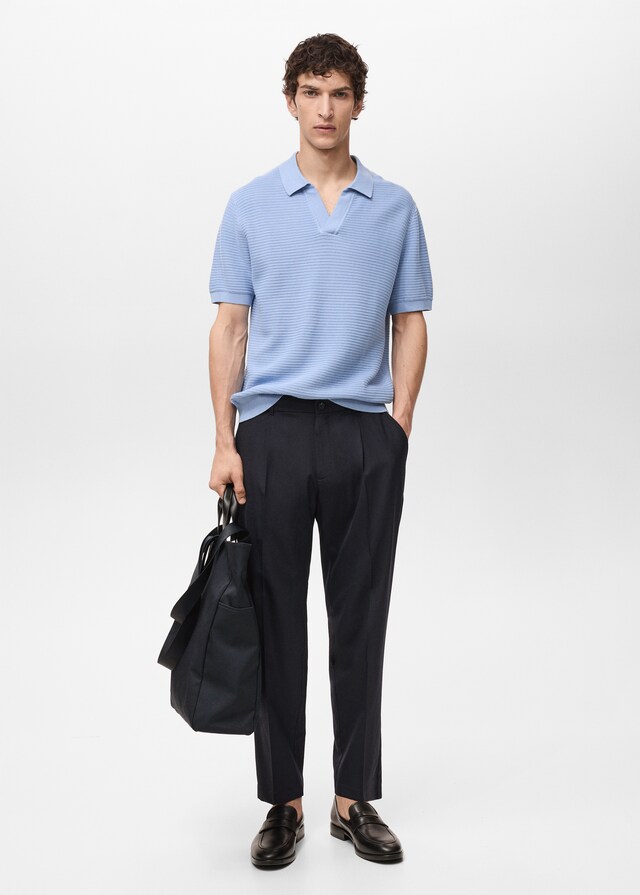 Mango Pantaloni Fresco Di Lana Slim-fit Pinces