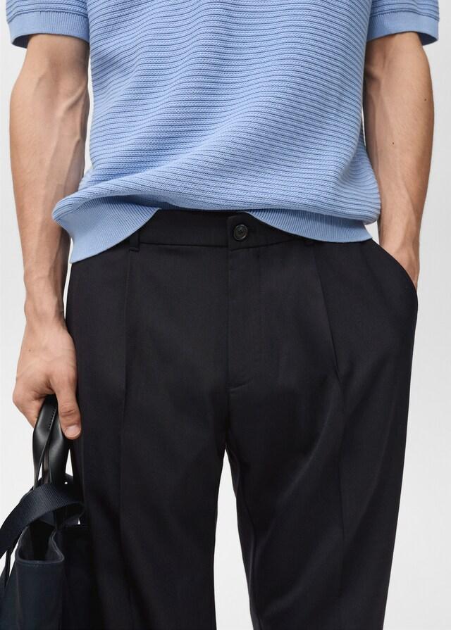 Mango Pantaloni Fresco Di Lana Slim-fit Pinces