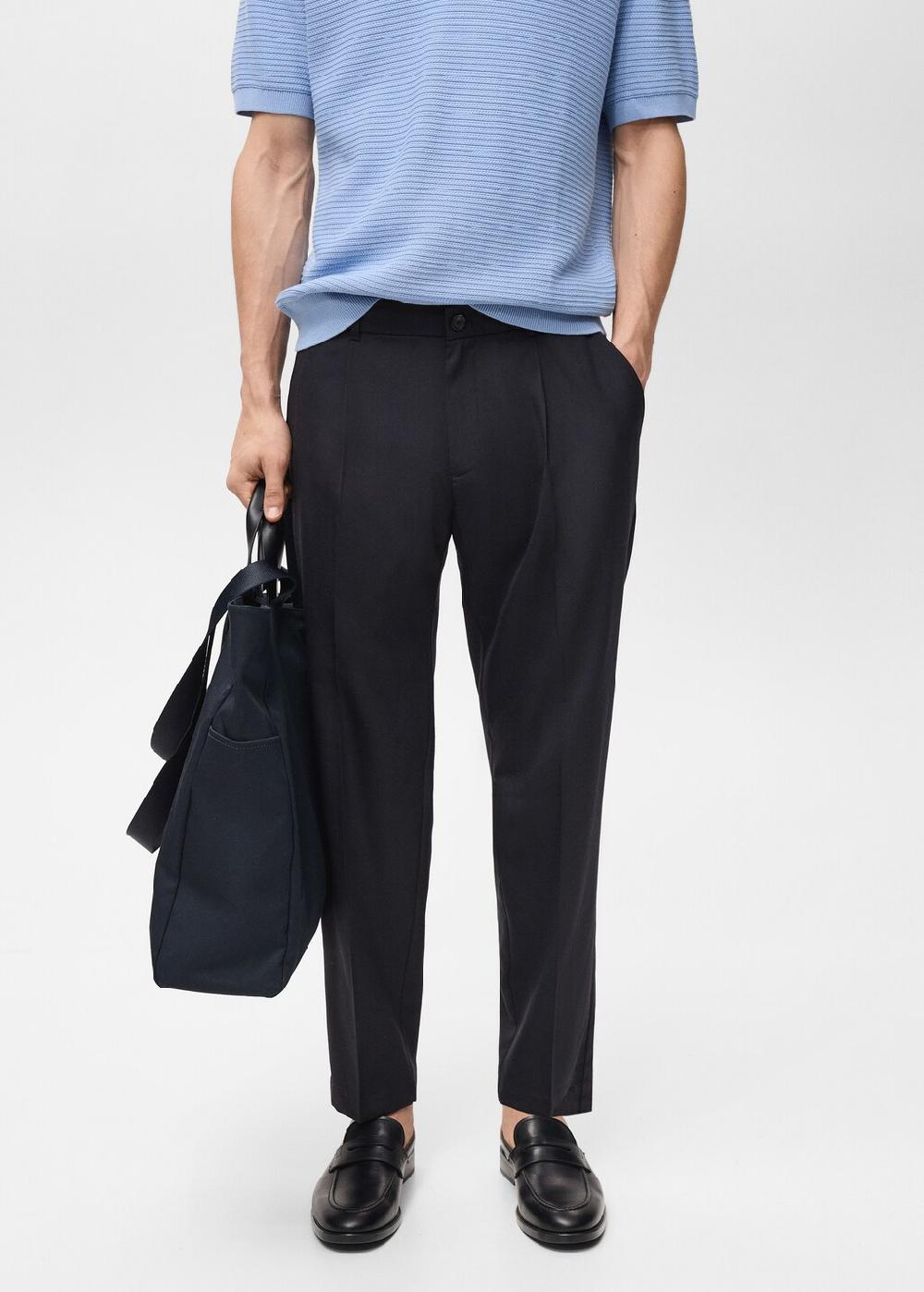 Mango Pantaloni fresco di lana slim-fit pinces