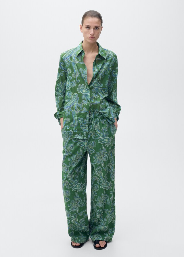 Mango Pantaloni Lino Paisley