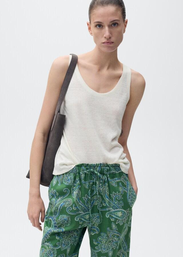 Mango Pantaloni Lino Paisley