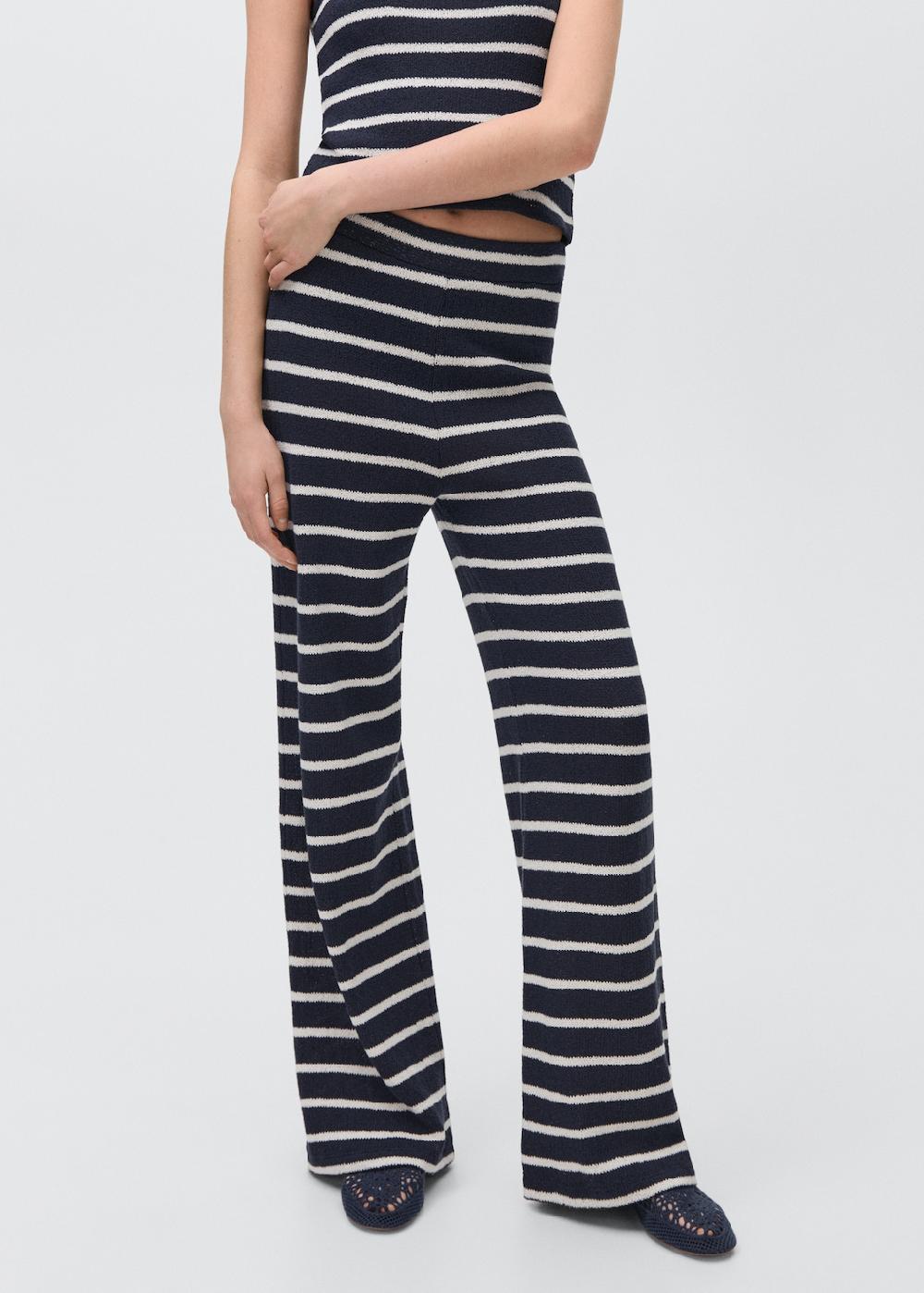 Mango Pantaloni maglia righe