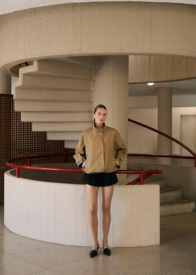 Mango Parka Cotone Bordo Inferiore Increspato