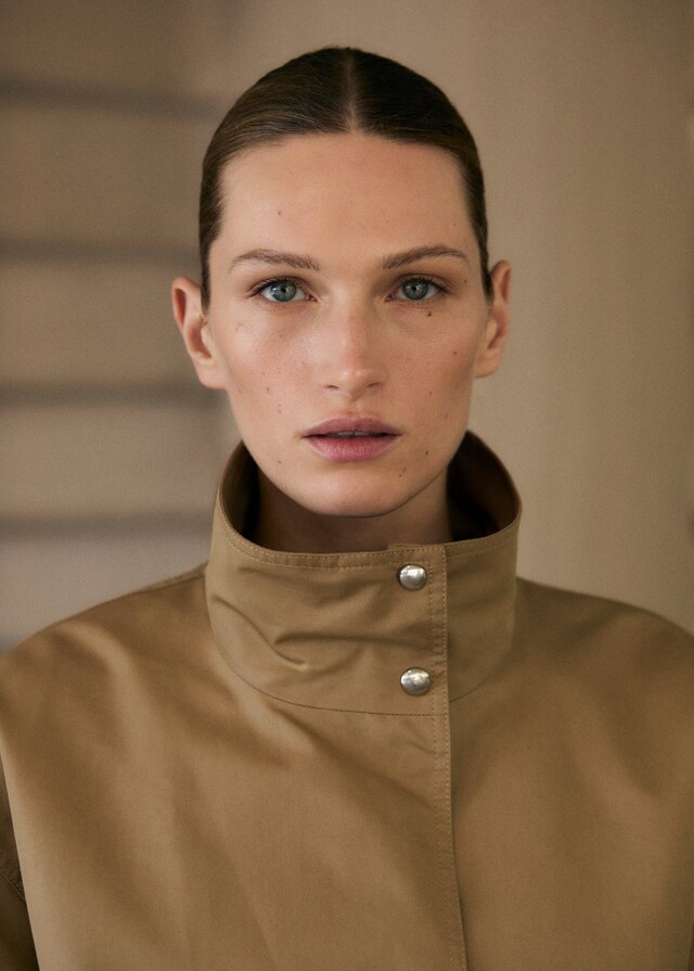 Mango Parka Cotone Bordo Inferiore Increspato