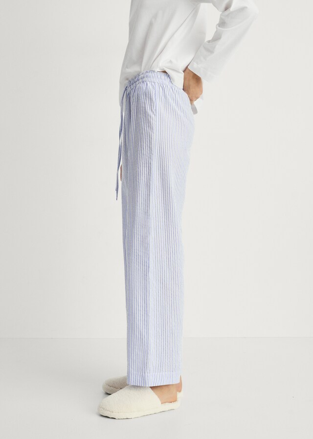 Mango Pigiama Due Pezzi Righe Seersucker