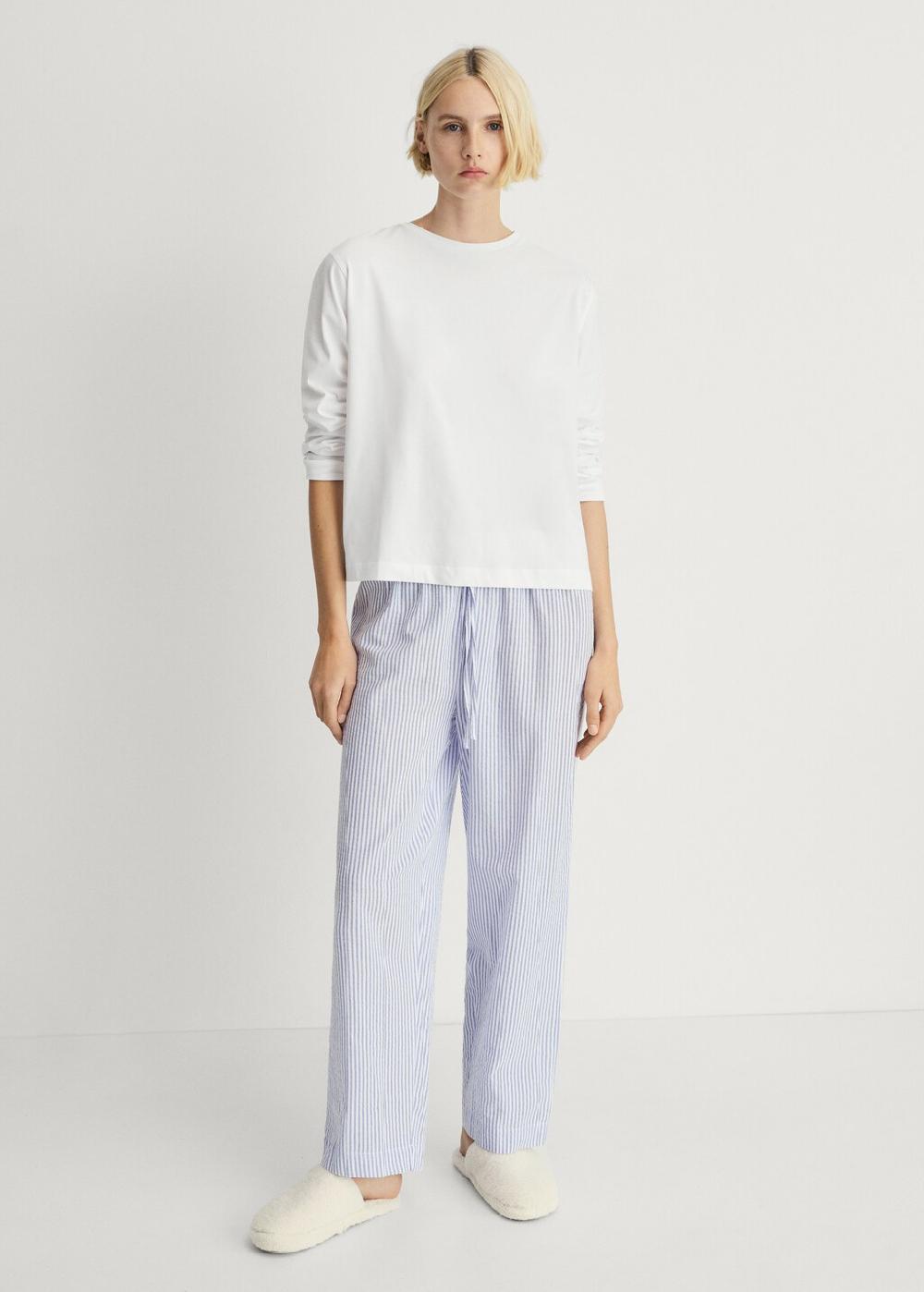 Mango Pigiama due pezzi righe seersucker