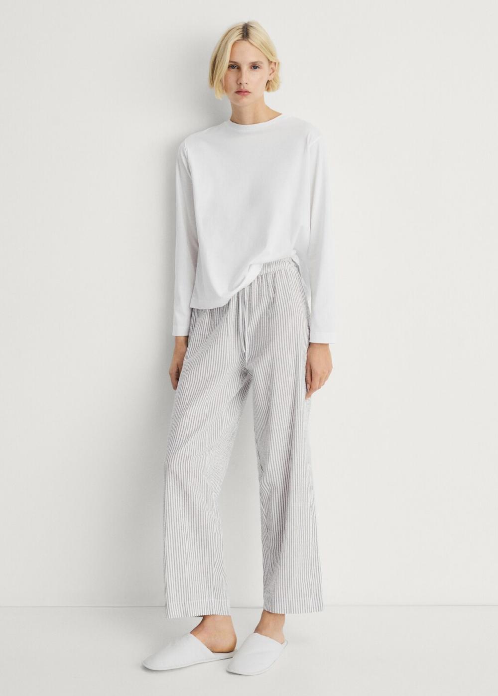 Mango Pigiama due pezzi righe seersucker