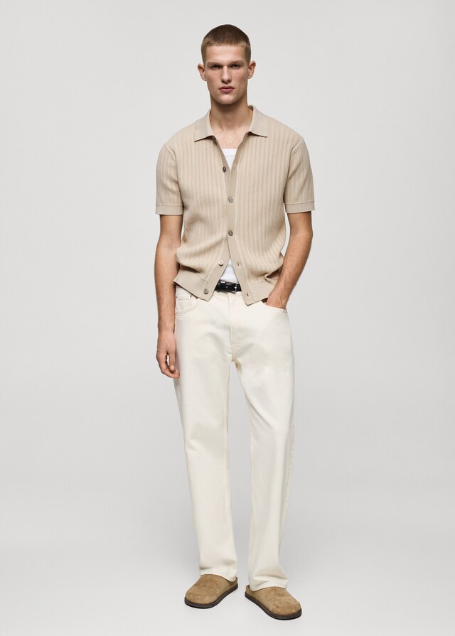 Mango Polo Abbottonata Cotone Texture