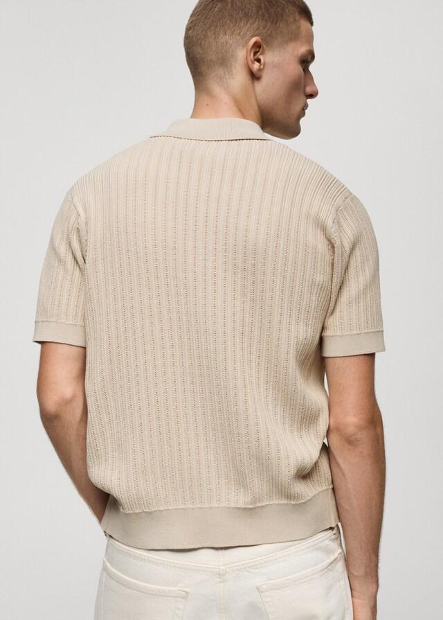 Mango Polo Abbottonata Cotone Texture