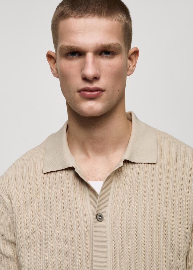 Mango Polo Abbottonata Cotone Texture