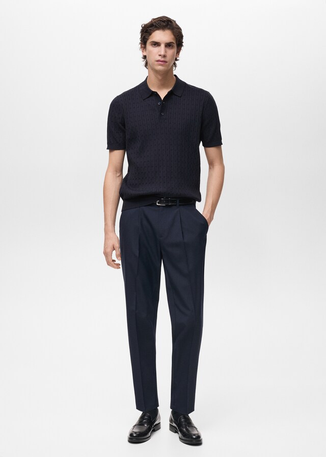 Mango Polo Maglia Intrecciata 100% Cotone