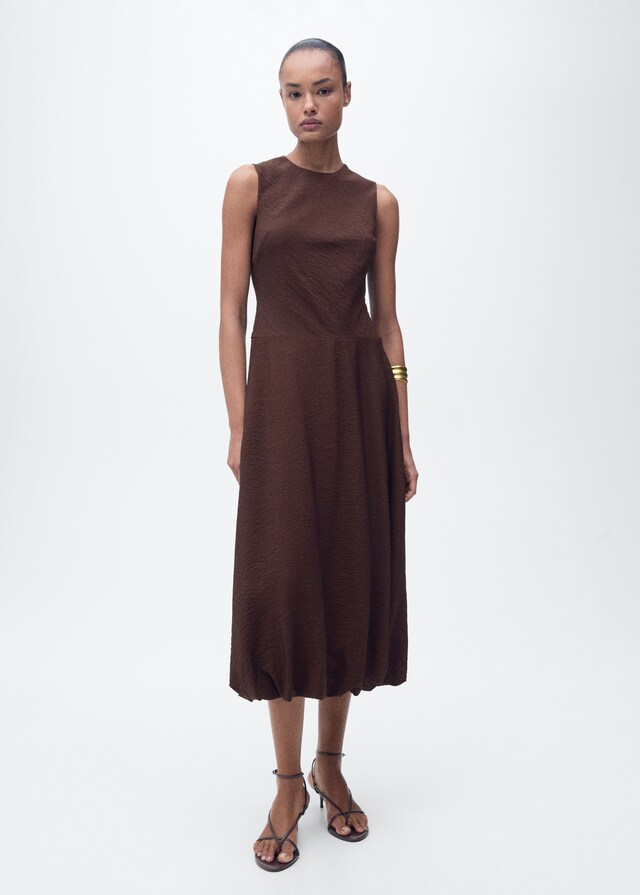 Mango Puffed Hem Midi Dress