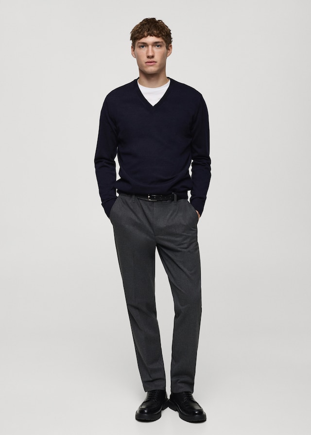 Mango Pullover 100% Lana Merino Collo A V