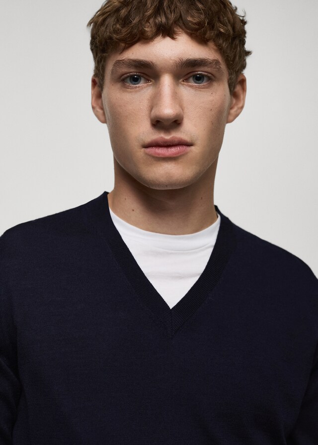 Mango Pullover 100% Lana Merino Collo A V