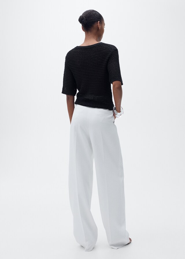 Mango Pullover Maglia Traforata Maniche Corte