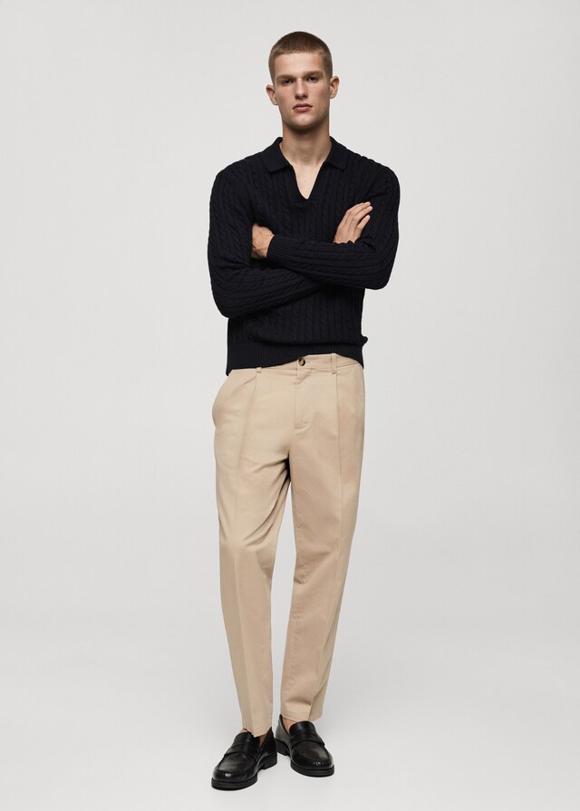 Mango Pullover Polo Maglia Media Intrecciato