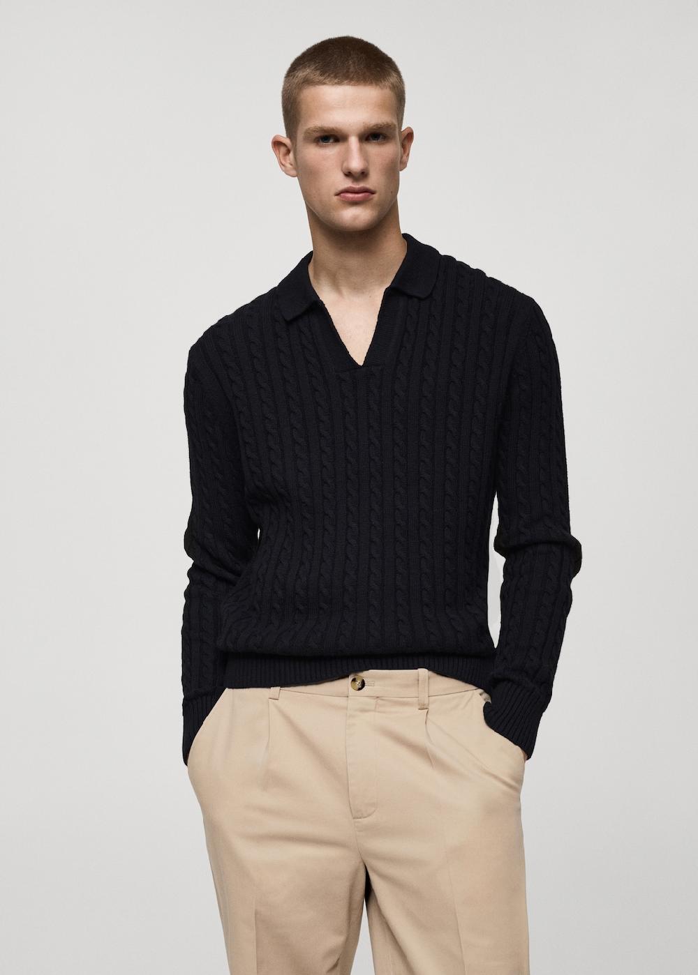 Mango Pullover polo maglia media intrecciato