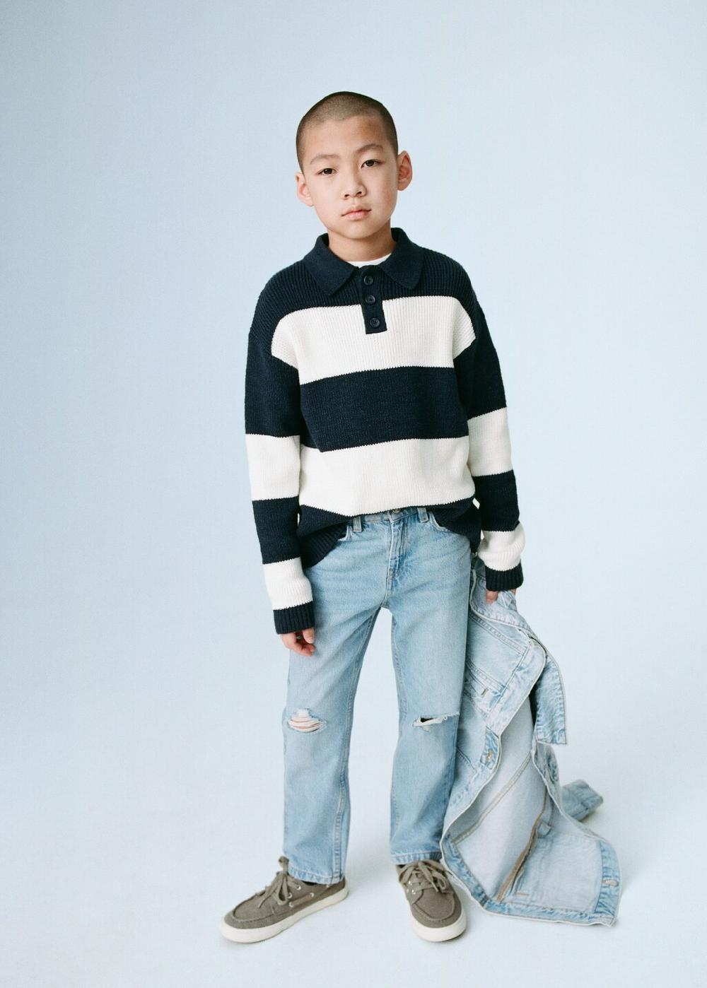 Mango Pullover stile polo righe