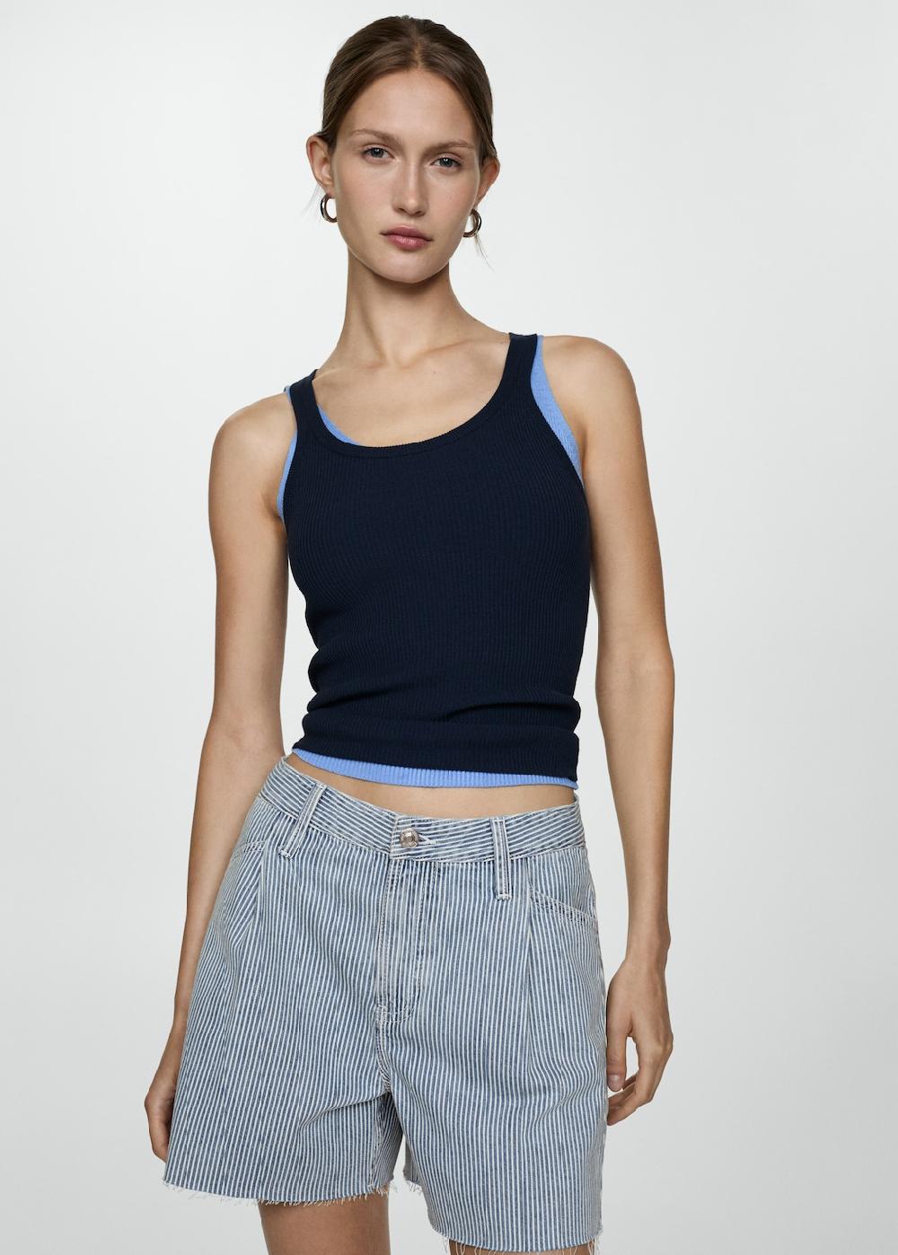 Mango Short denim stampa a righe