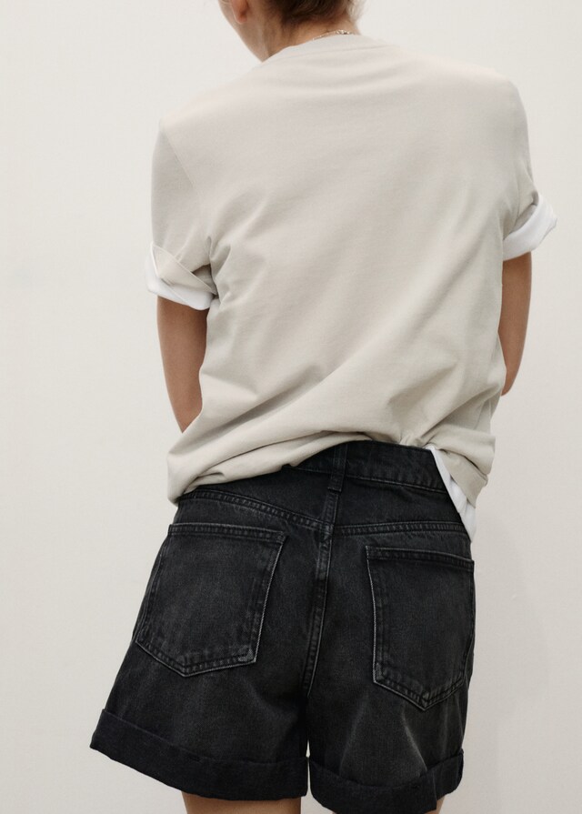 Mango Shorts A Vita Alta Con Orlo Risvoltato