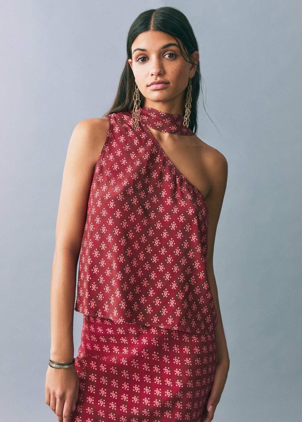 Mango Top asimmetrico stampato