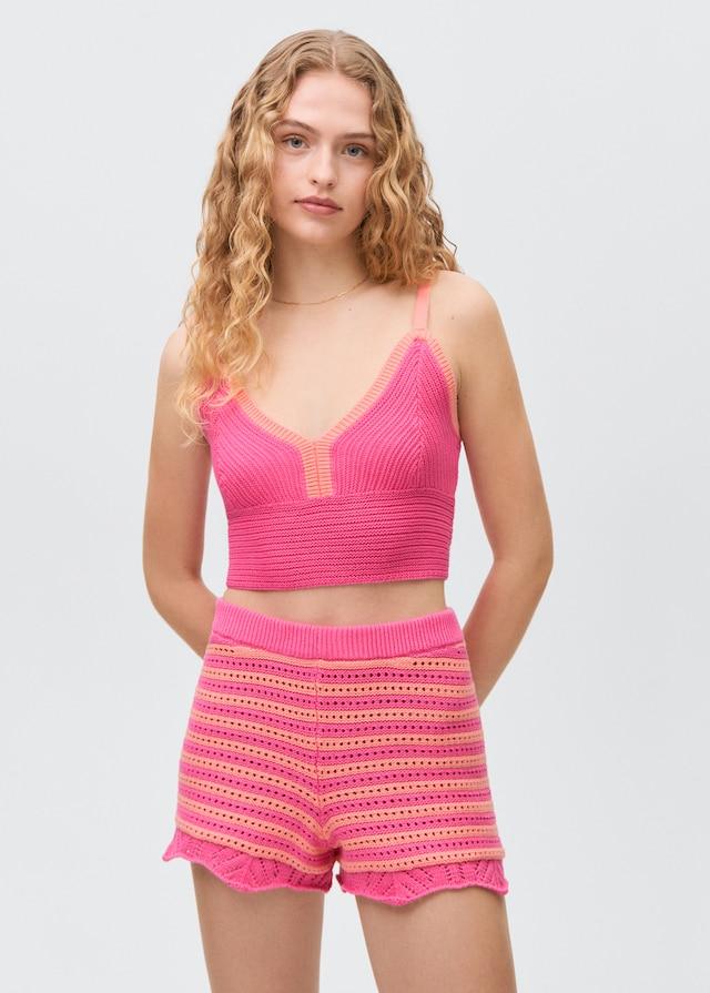 Mango Top Crochet Contrasto