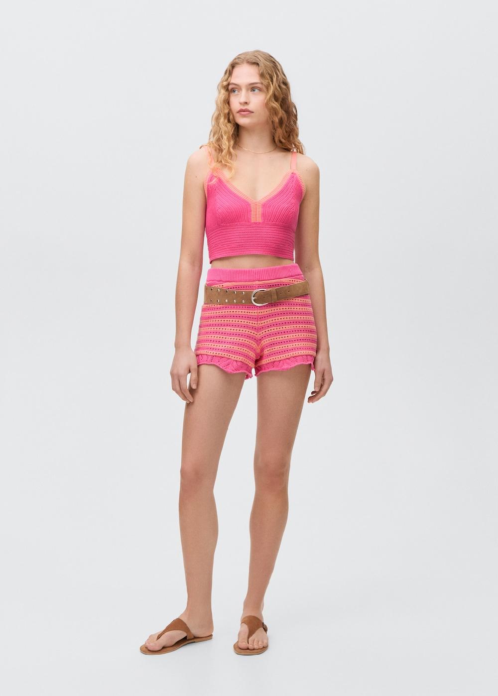 Mango Top crochet contrasto