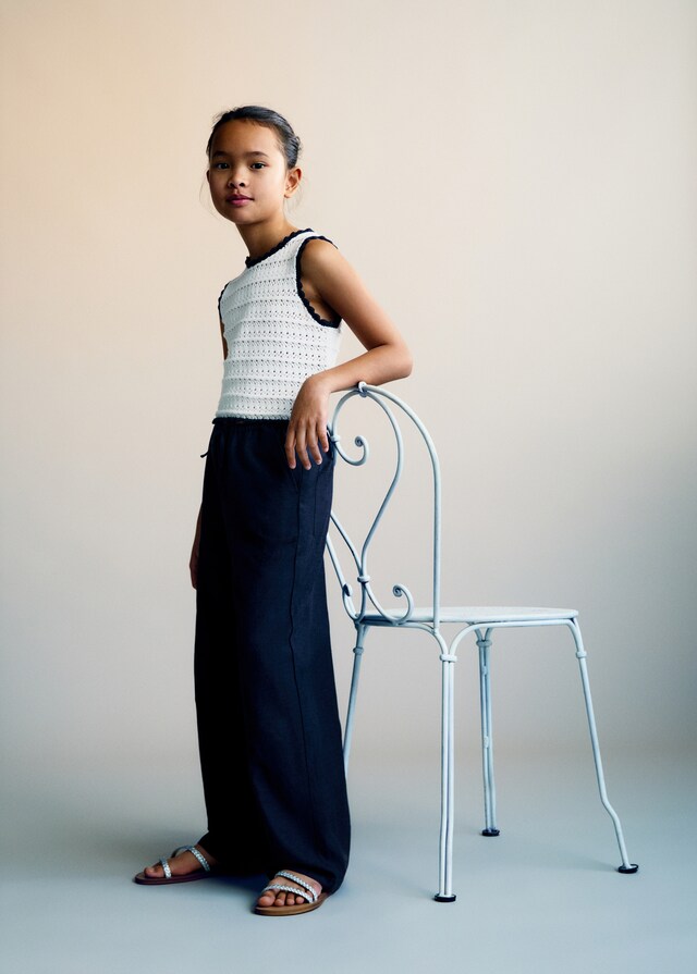 Mango Top Maglia Bordi A Contrasto