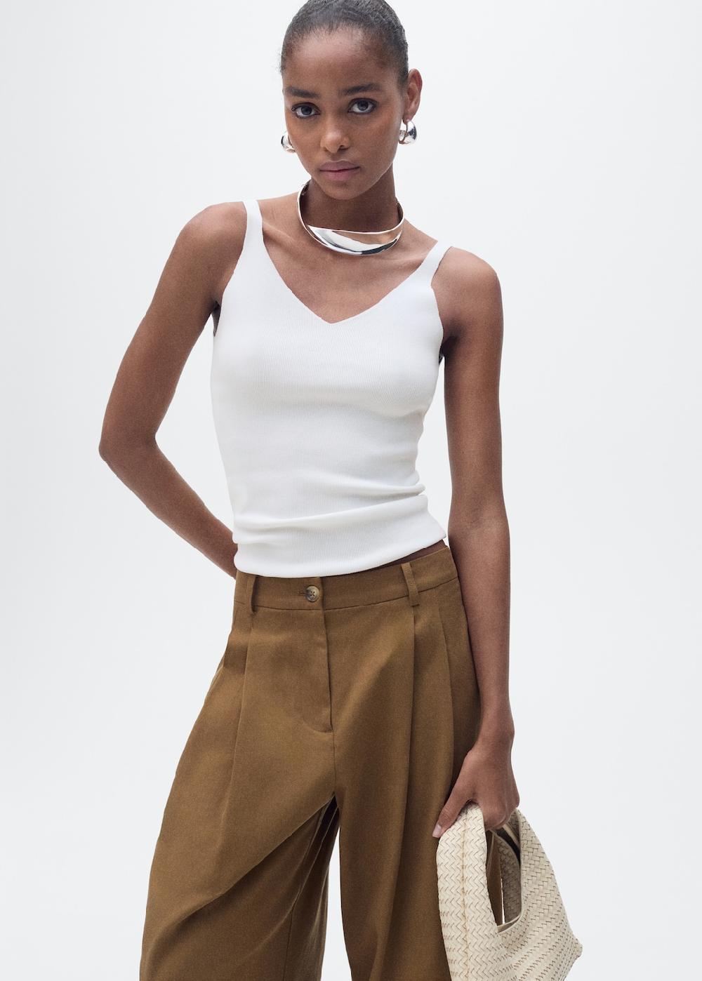 Mango Top maglia collo a V