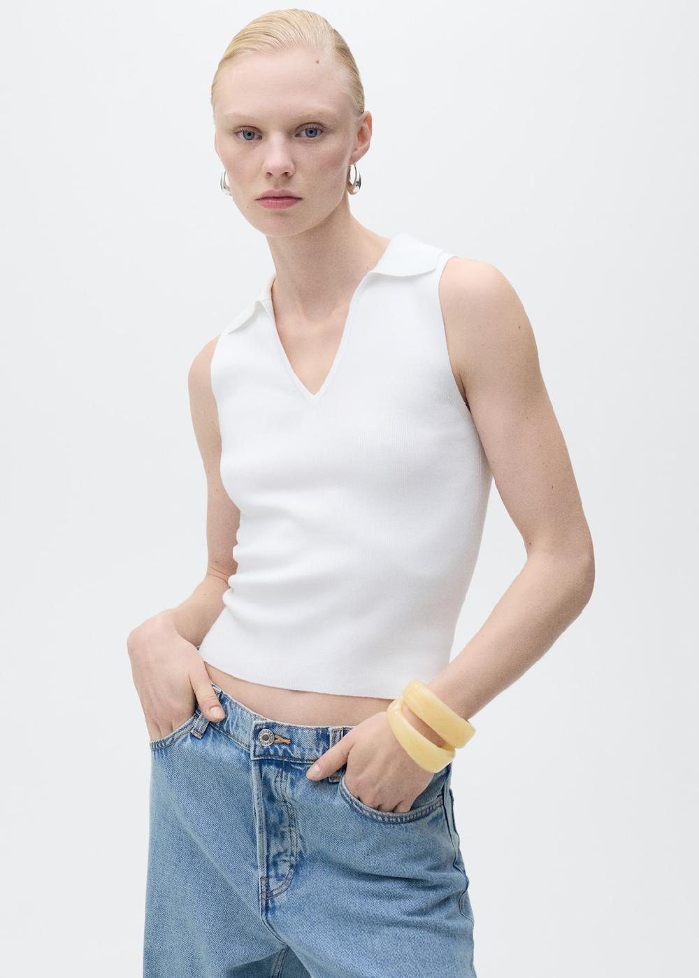 Mango Top maglia collo polo