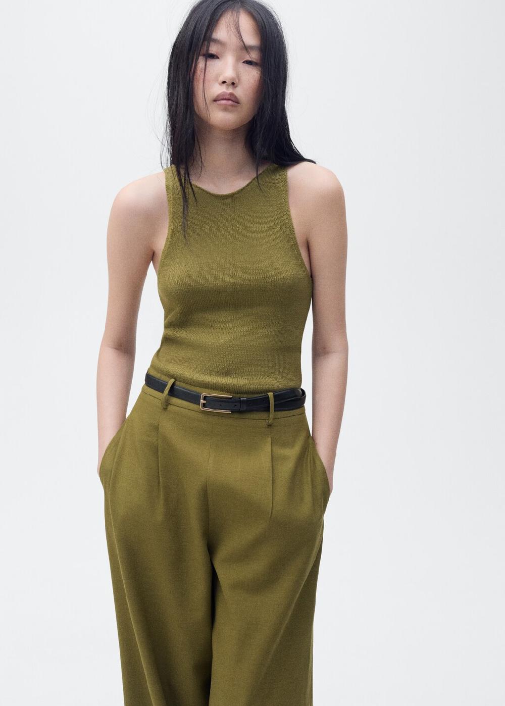 Mango Tuta cintura tessuto combinato