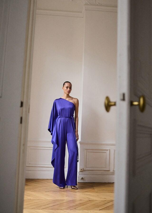 Mango Tuta Satinata Con Maxi Volant