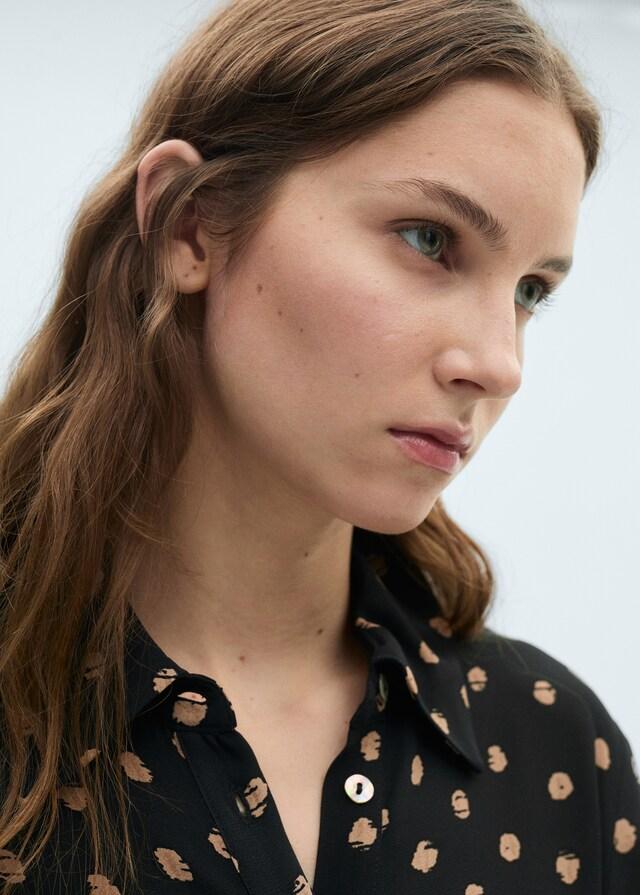 Mango Vestito Camicione Pois Dettaglio Nodo