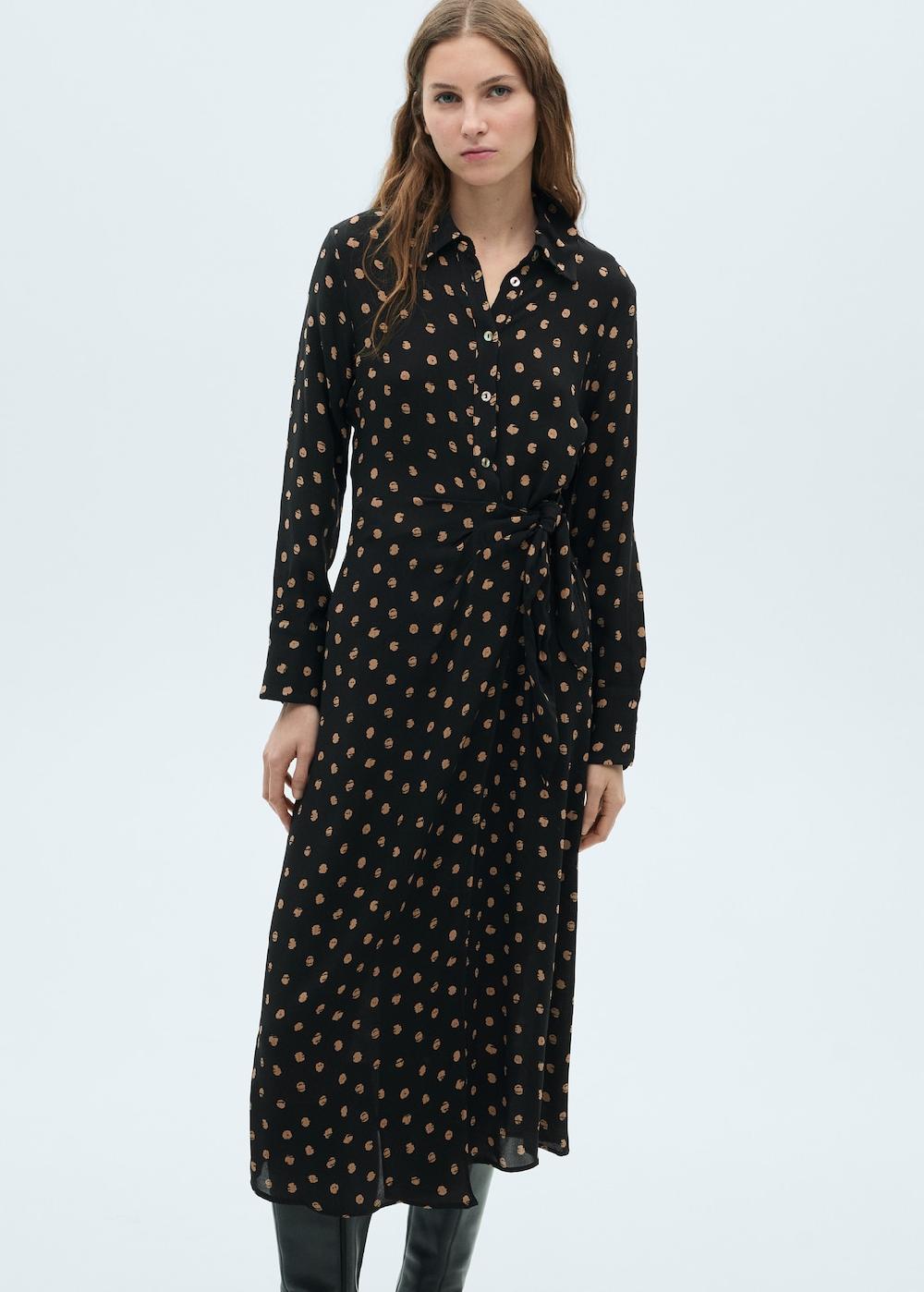 Mango Vestito camicione pois dettaglio nodo