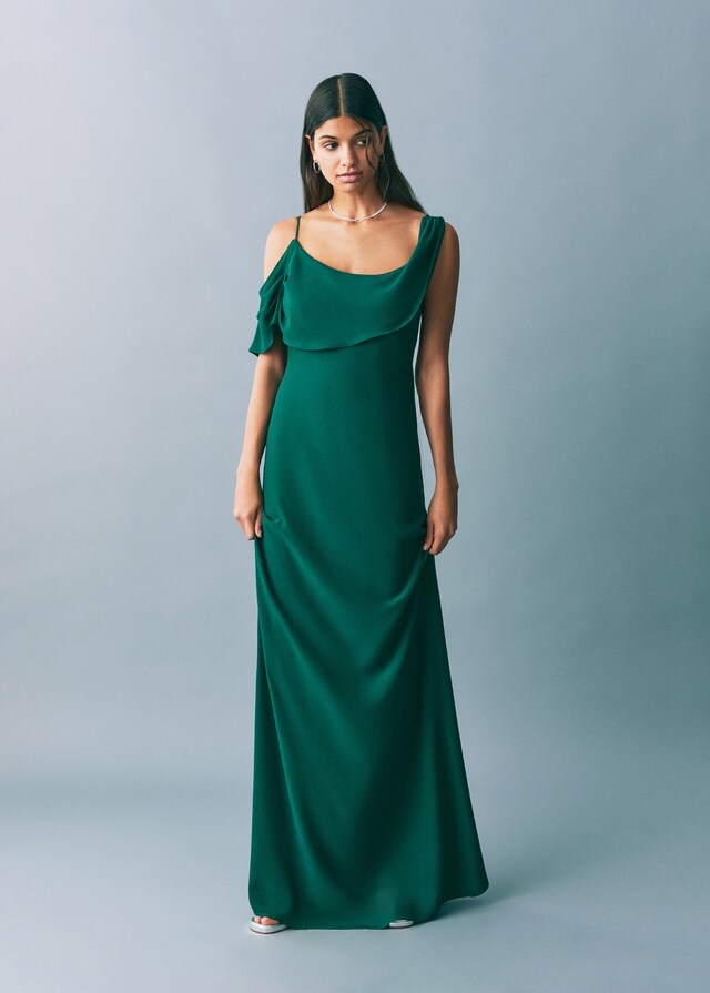 Mango Vestito Chiffon Asimmetrico Volant