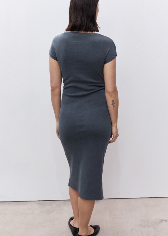 Mango Vestito Cotone Increspature Laterali