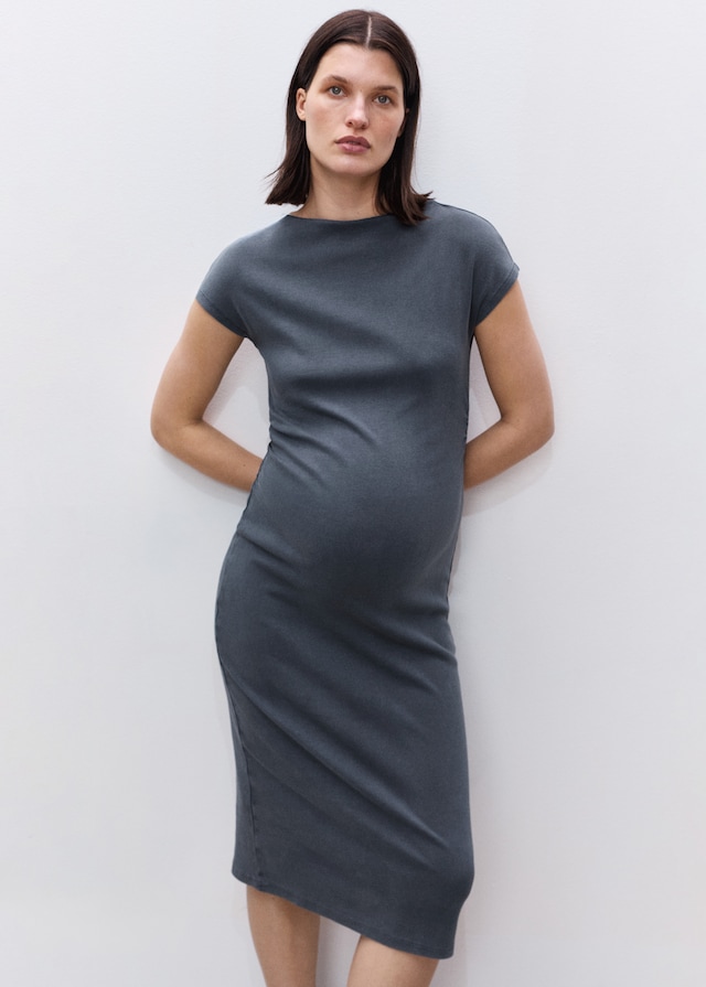 Mango Vestito Cotone Increspature Laterali