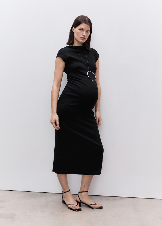 Mango Vestito Cotone Increspature Laterali