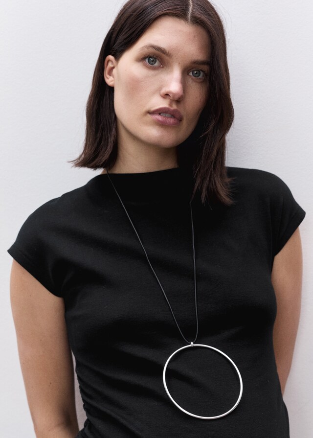 Mango Vestito Cotone Increspature Laterali