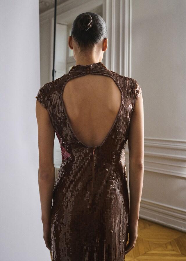 Mango Vestito Design Floreale Paillettes