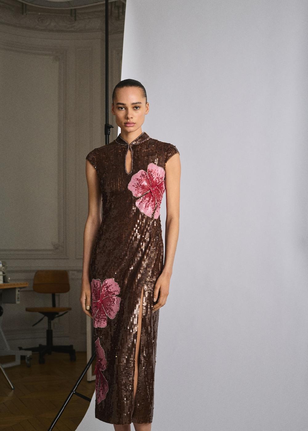 Mango Vestito design floreale paillettes