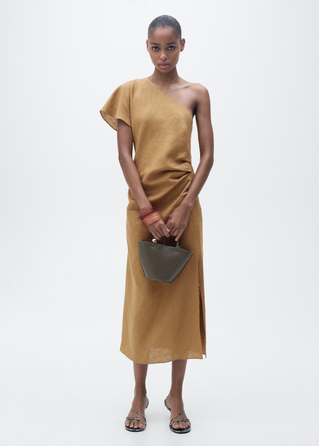 Mango Vestito Lino Asimmetrico