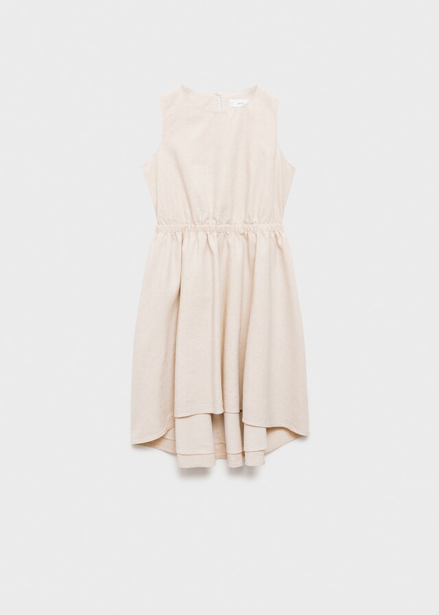 Mango Vestito Lino Dettaglio Increspato